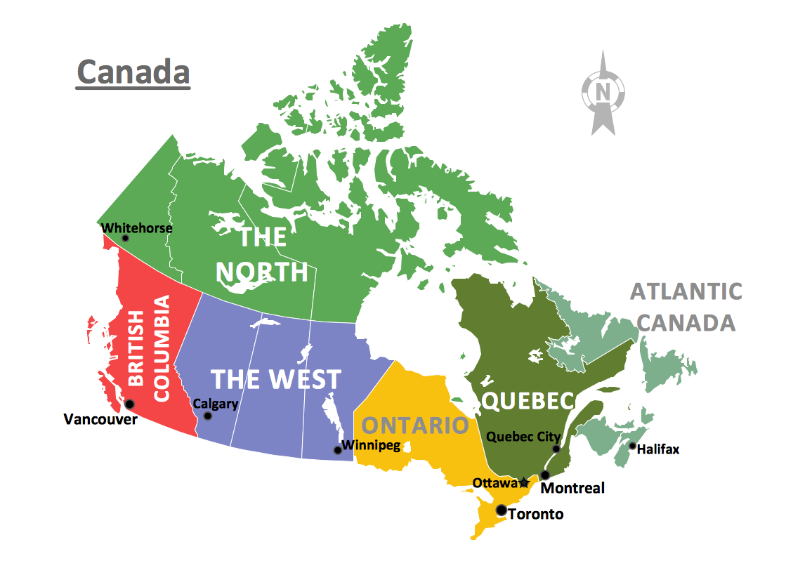 simple map of canada with lakes