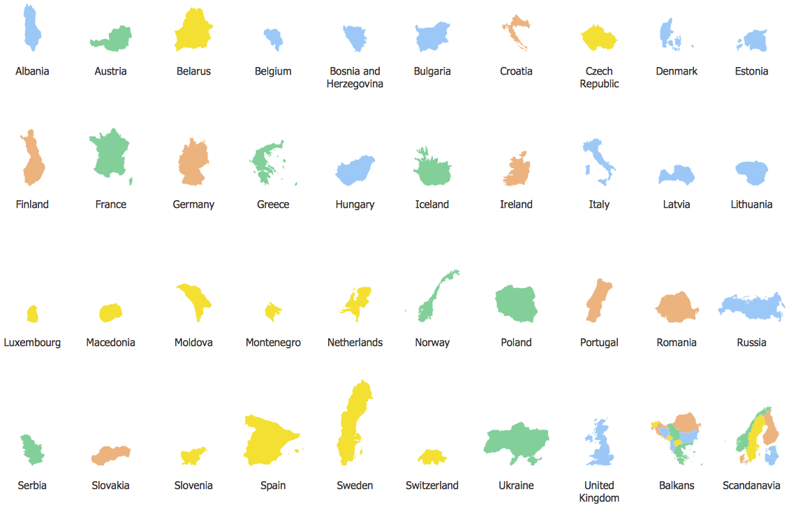 Geo Map - contours of Europe countries