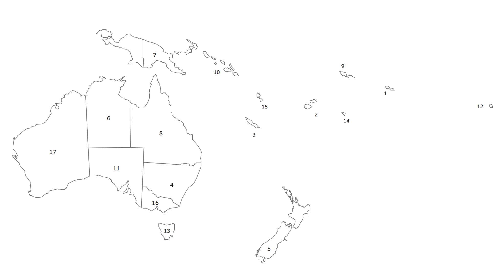 Printable Oceania Map