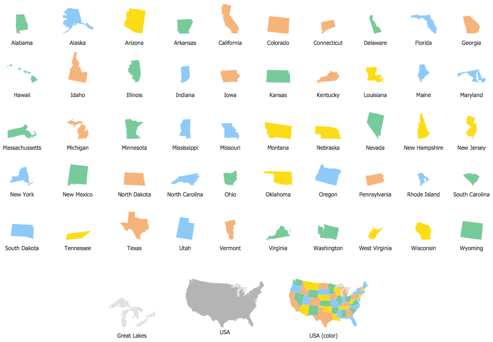 Geo Map - contours of Territories of the United States