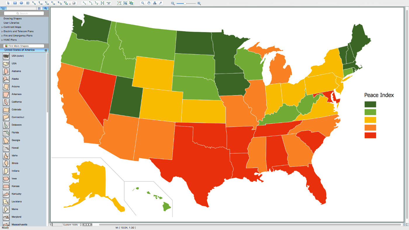 Ranks US States by Peacefulness