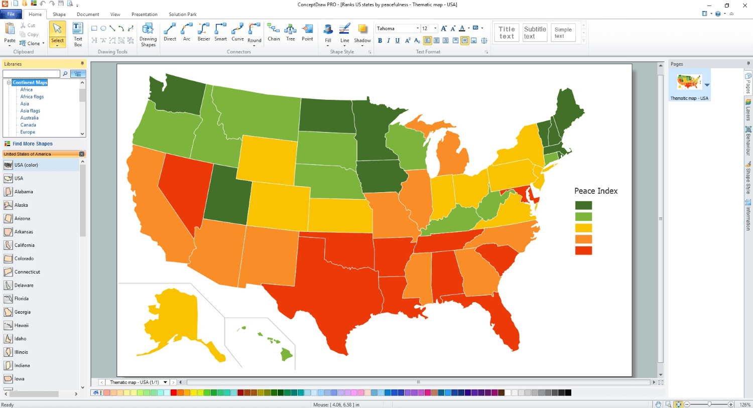 Ranks US States by Peacefulness