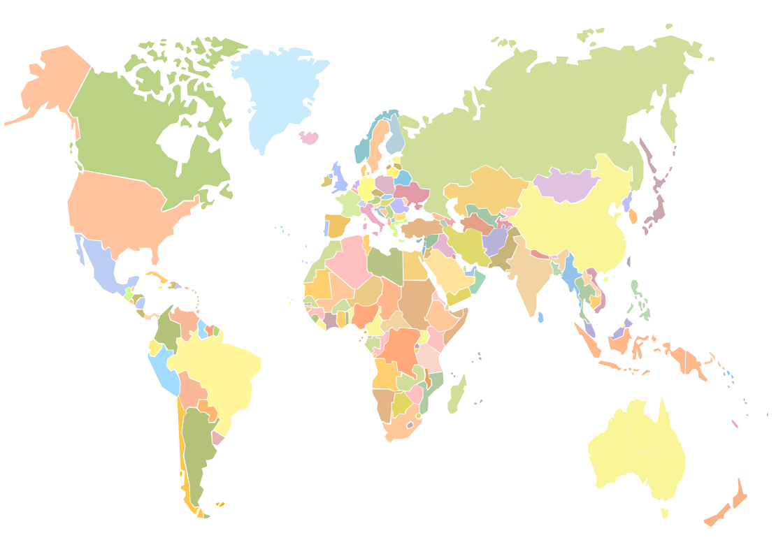 map of the world continents labeled