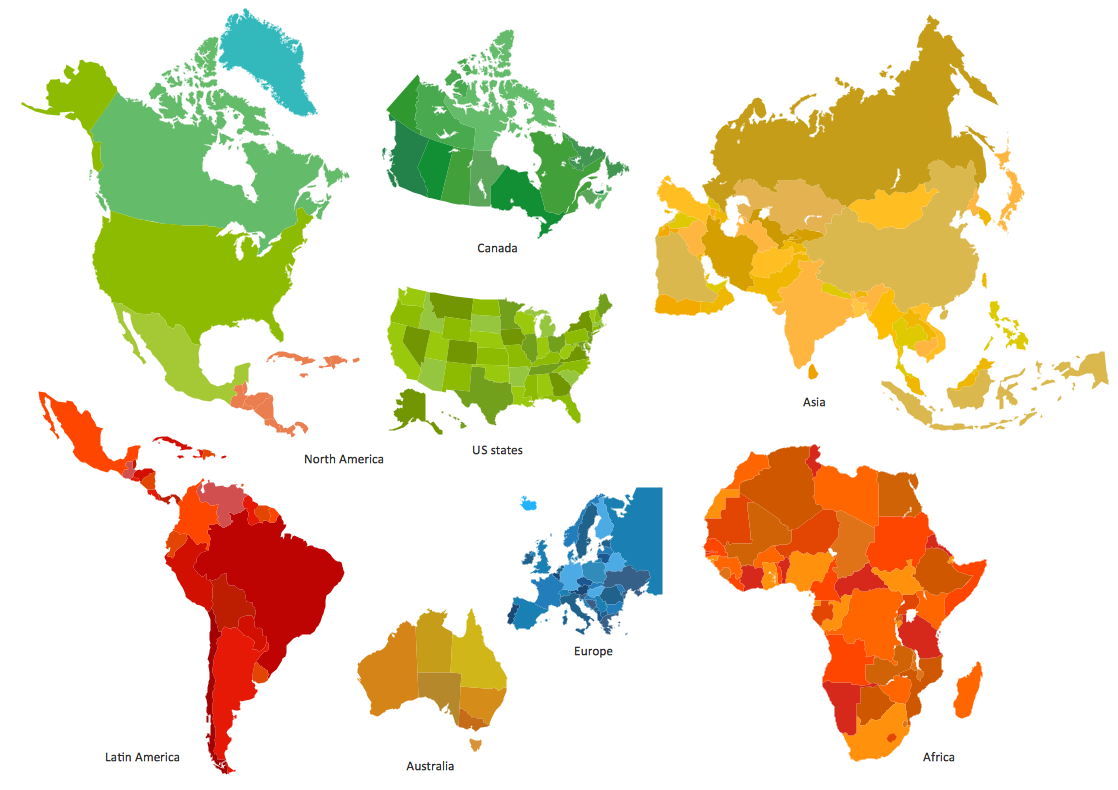 Spatial Infographics Solution Design Elements - Continental Map