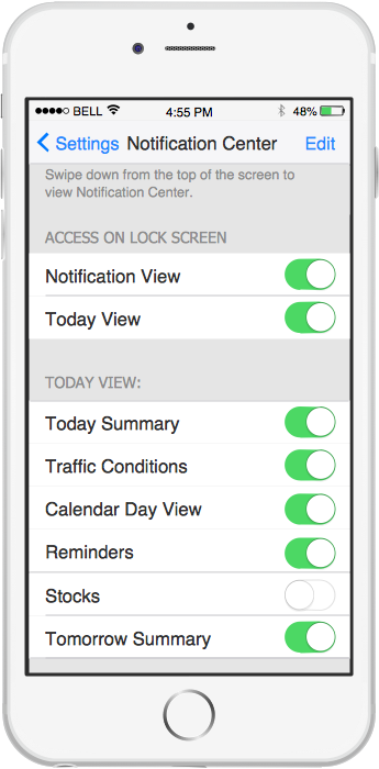 iPhone GUI Interface — Notification Center
