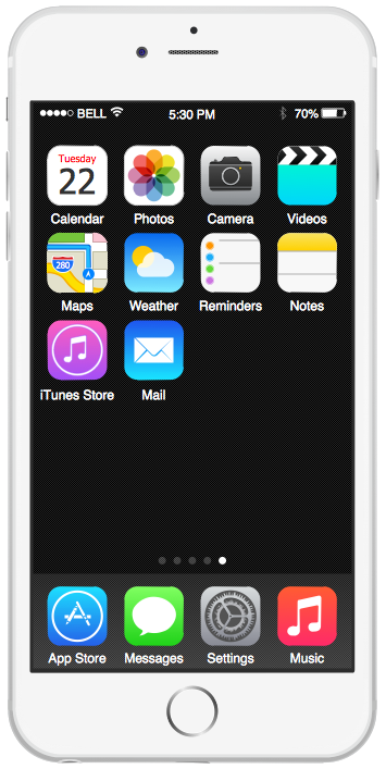  iPhone GUI Interface — iPhone 6 Home Screen