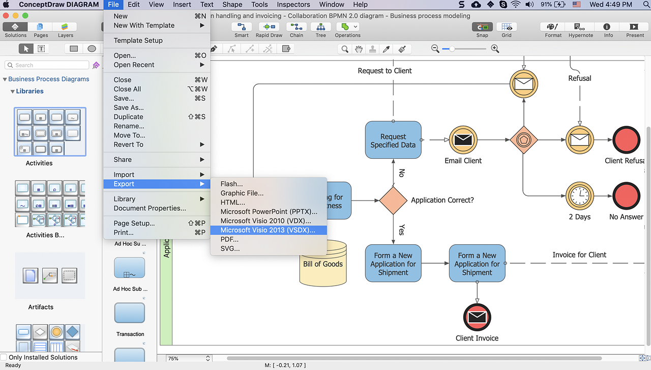 visio business process modeling examples