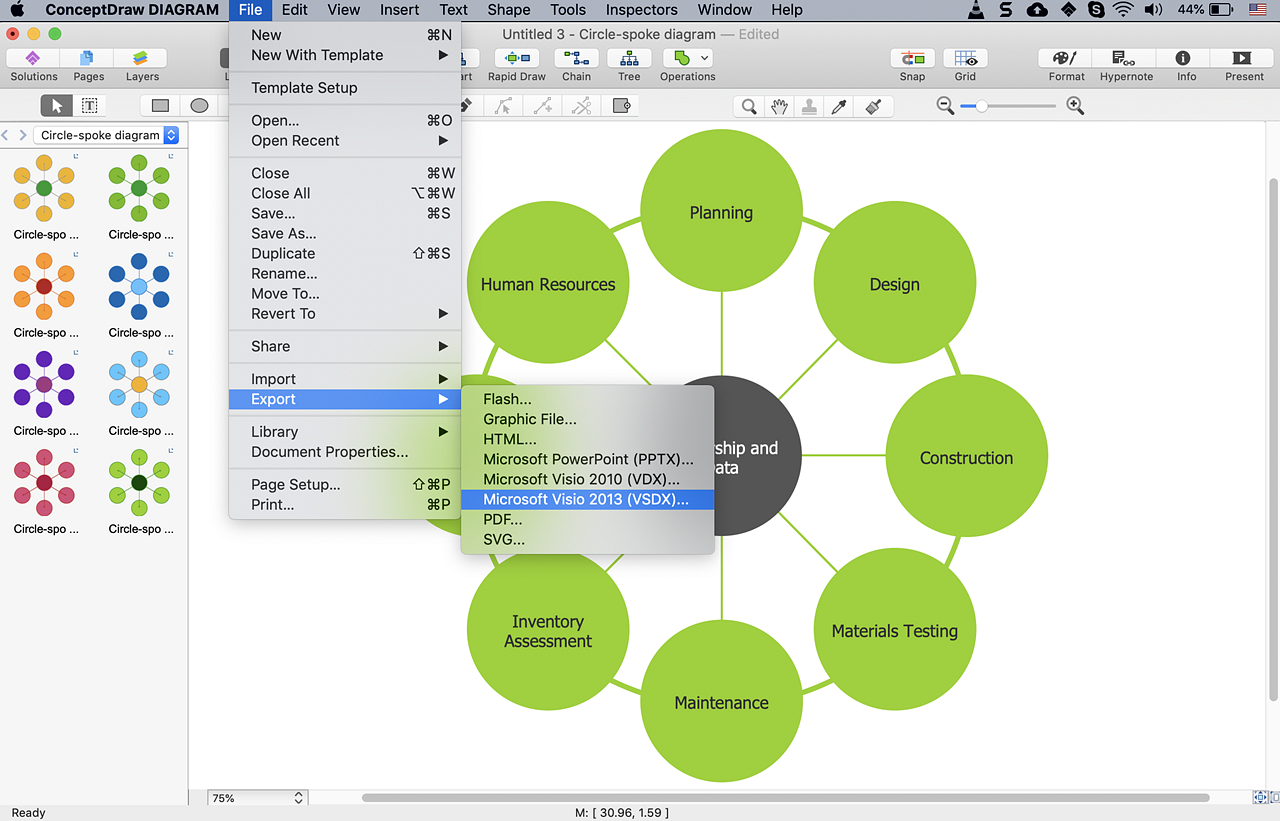 Create Visio Circle Spoke Diagram Conceptdraw Helpdesk