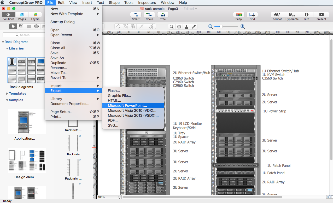 Rack Diagram Presentation | ConceptDraw HelpDesk