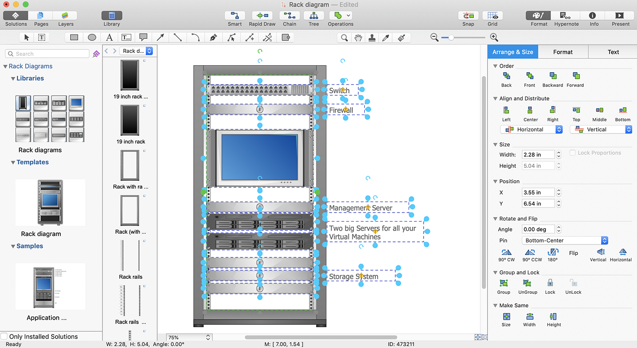 small rack glas door visio stencil