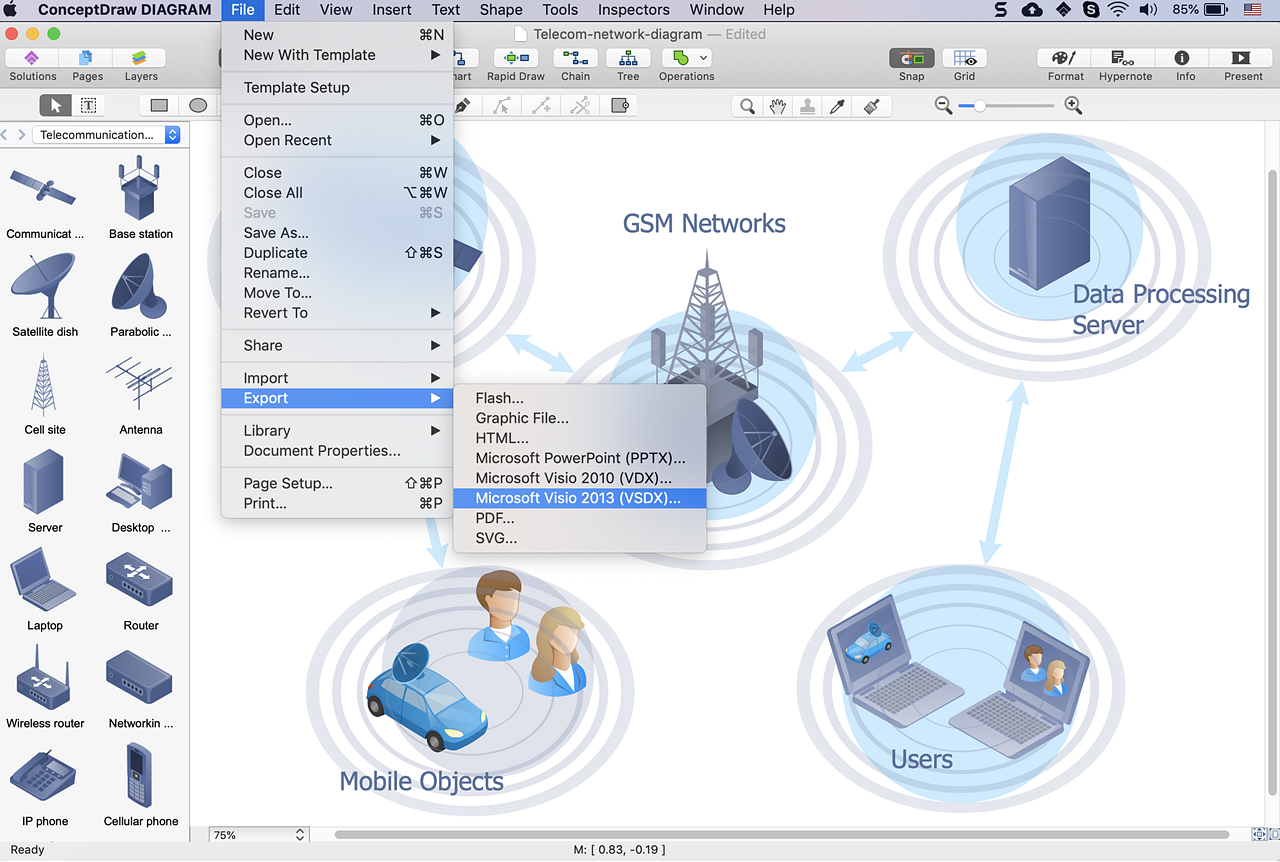 Create a Visio Telecommunication Network Diagram | ConceptDraw HelpDesk