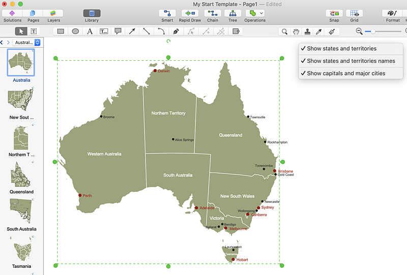 A Map Of Australia States And Territories