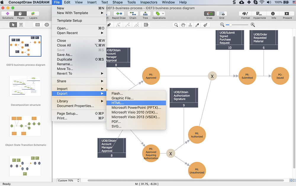 conceptdraw export to html