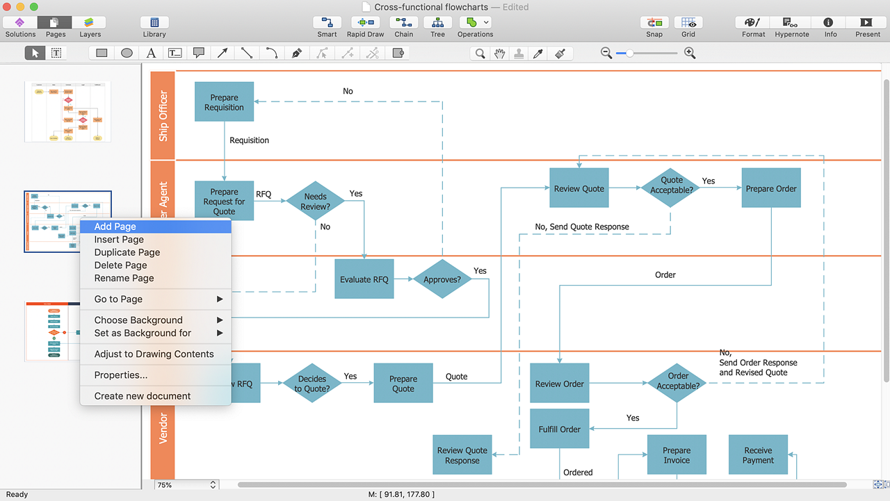 Create PowerPoint Presentation with a Cross Functional Flowchart