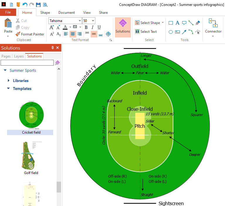 cricket field dimensions layout