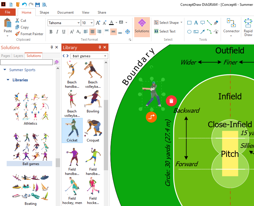 Creating Summer Sports Field Diagrams | ConceptDraw HelpDesk