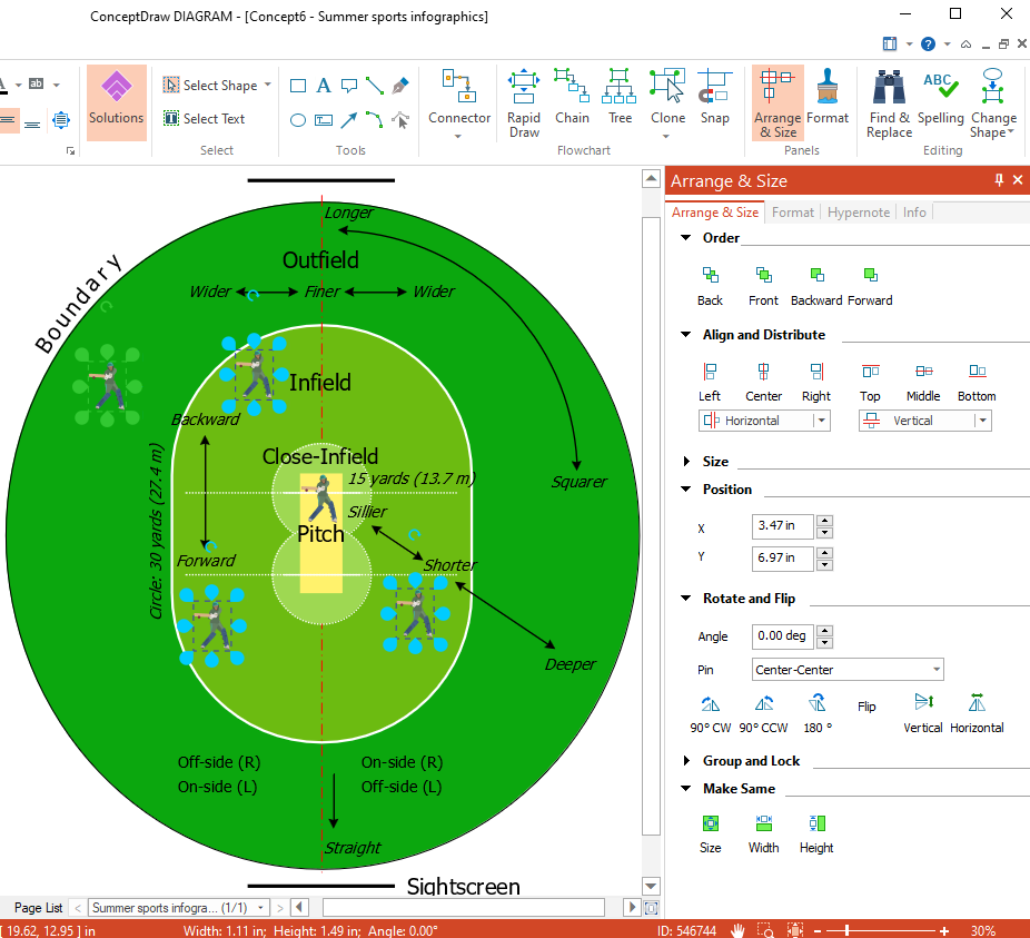 cricket field dimensions layout