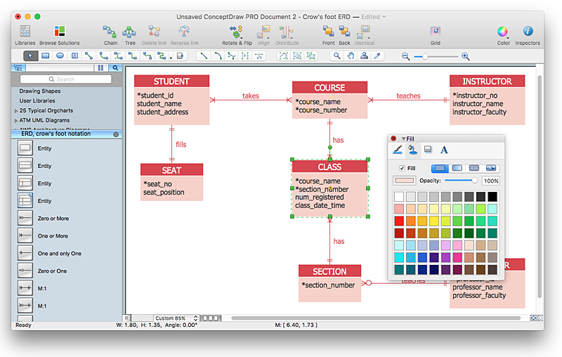 Creating ERD diagram with ERD solution | ConceptDraw HelpDesk