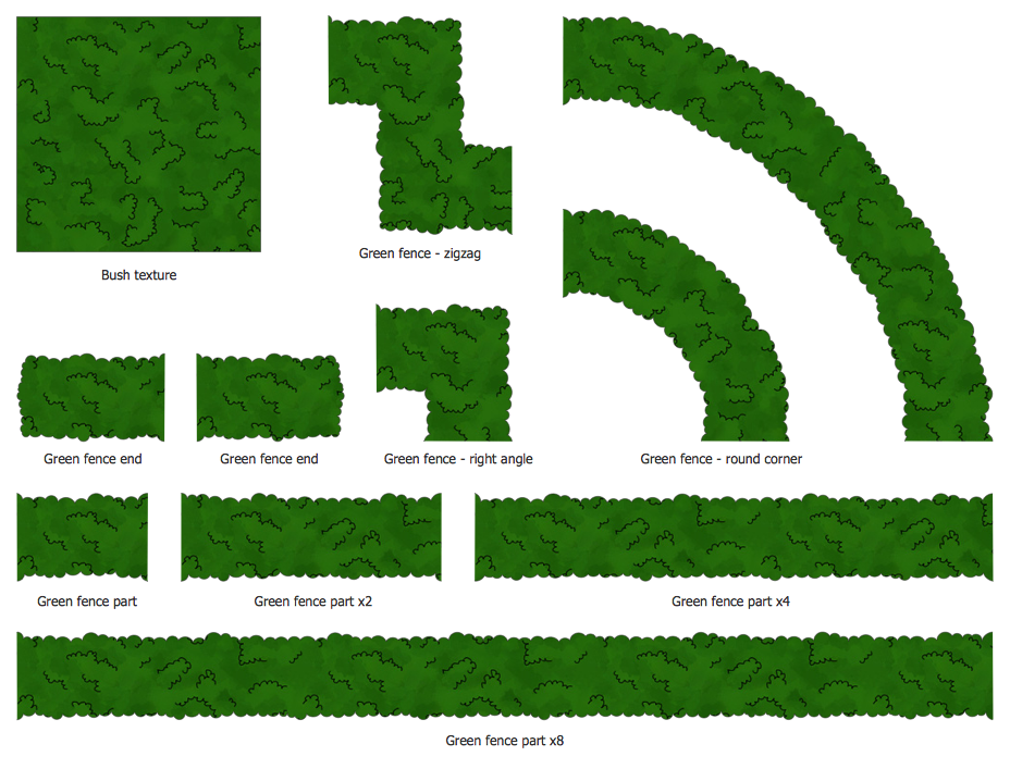 Building Plans Landscape Garden Design Elements Bushes and Trees_green_fence