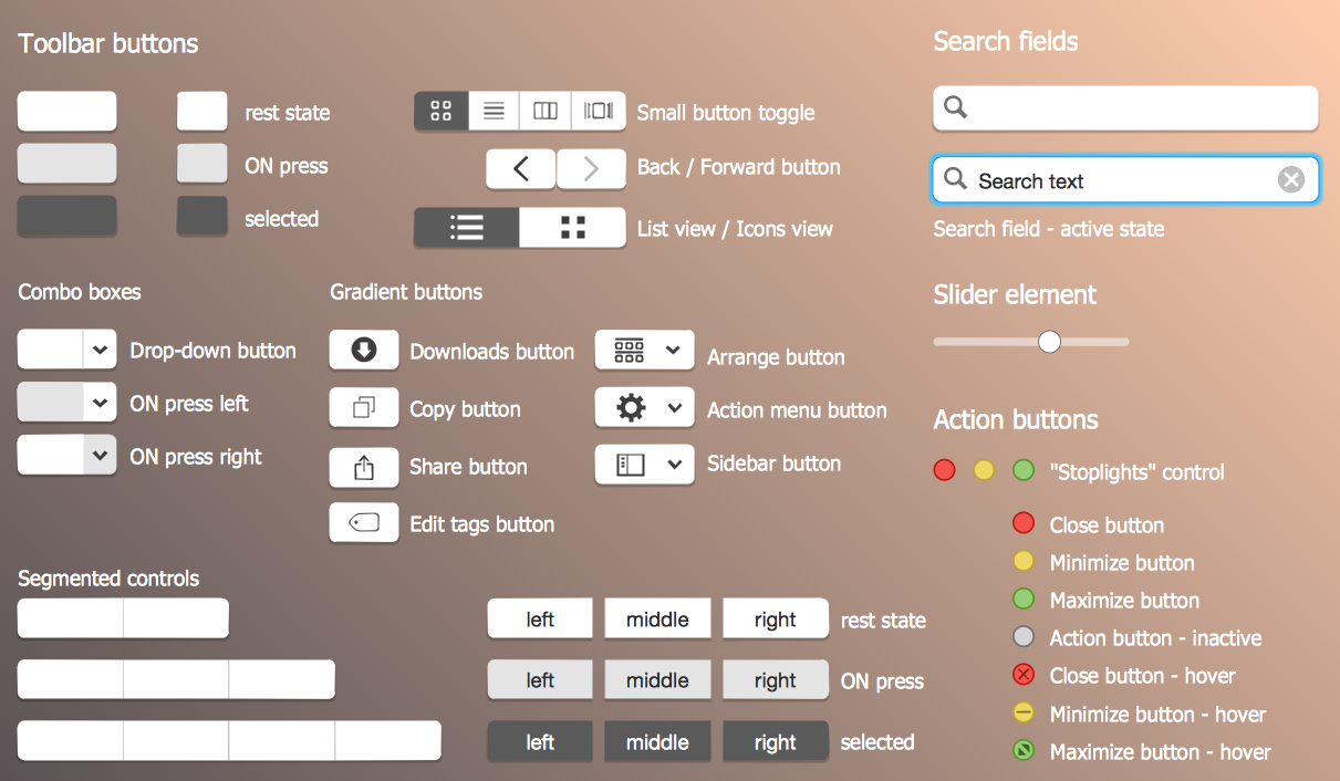 Toolbar Buttons and Elements Library