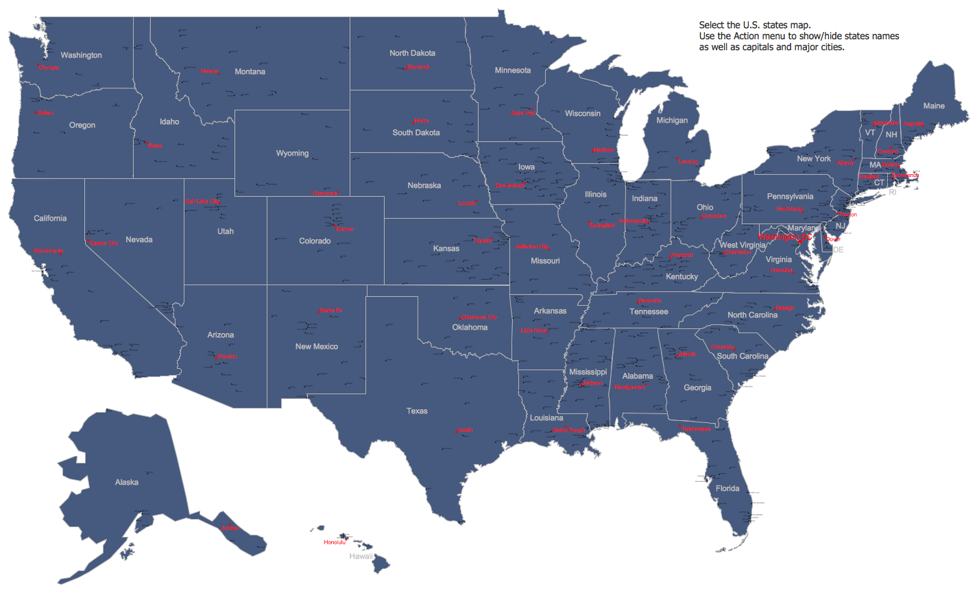 U.S. States Map Template