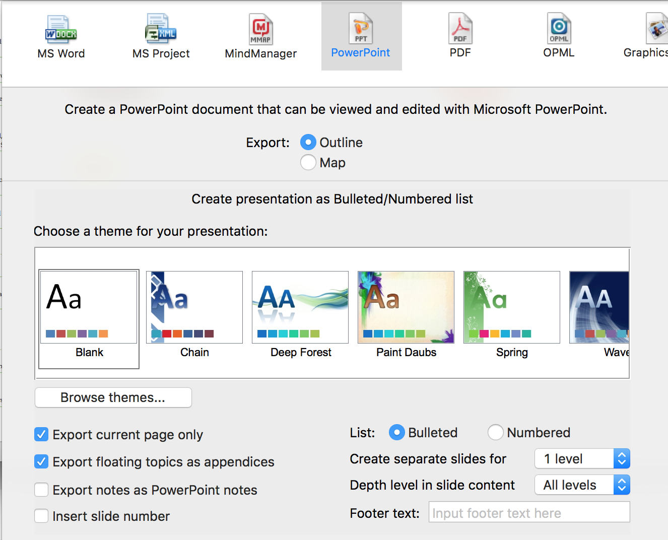 MS PowerPoint export