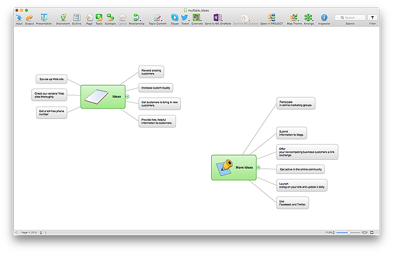 ConceptDraw MINDMAP supports multiple idea mind map