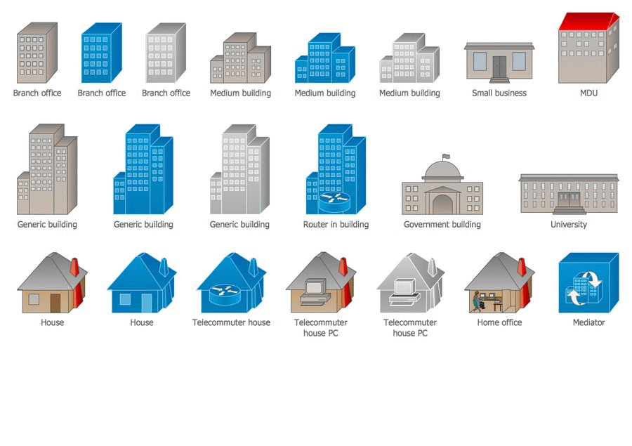 Network Topology icons, shapes and symbols