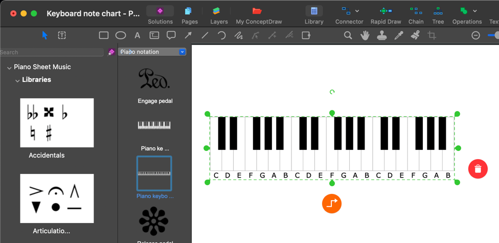 Klaviatuuri märkmete diagrammi joonistamineKlaviatuuri märkmete diagrammi joonistamine  