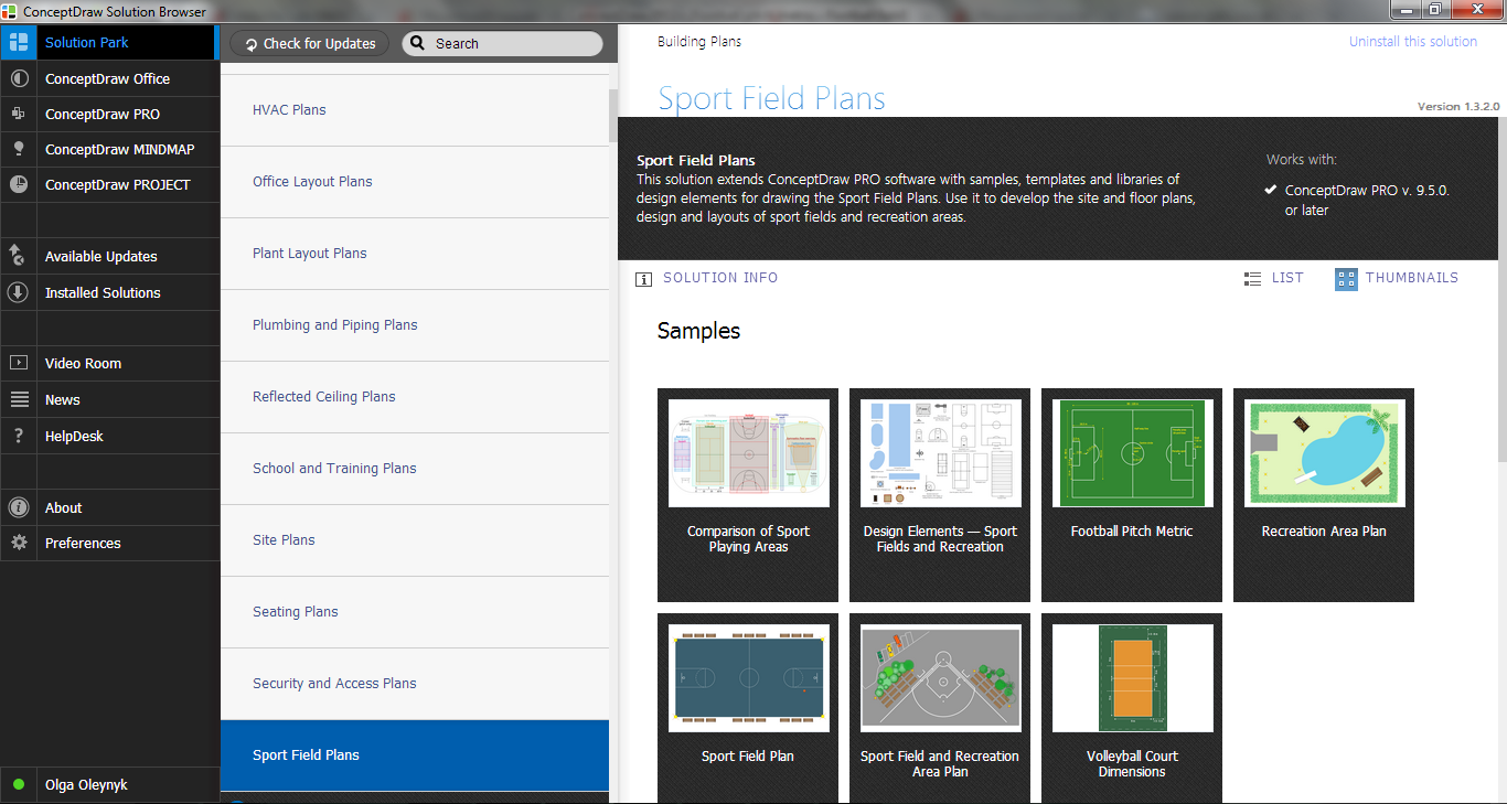 Sport Field Plans Solution in ConceptDraw STORE