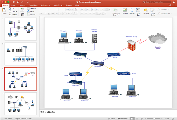 Create PowerPoint Presentation with a Network Diagram ConceptDraw