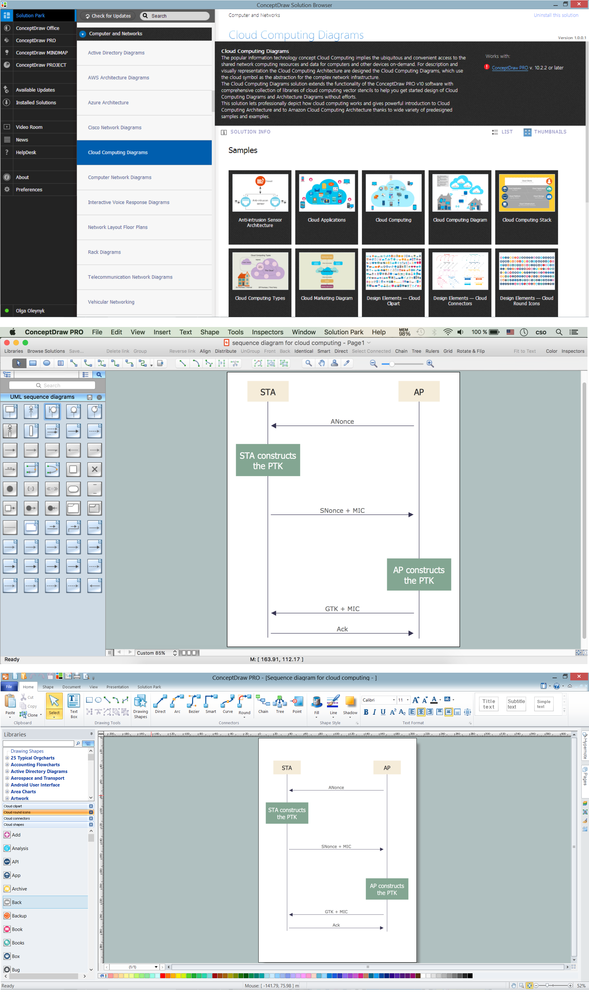 Sequence Diagram for Cloud Computing, Apple OS X and Windows