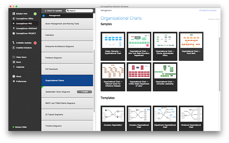Manage ConceptDraw products and solutions on Mac