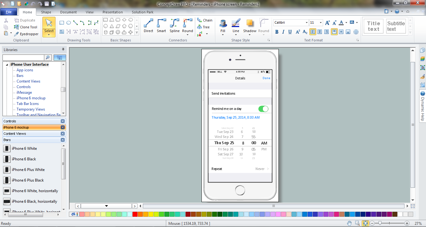 iPhone User Interface solution in ConceptDraw DIAGRAM title=