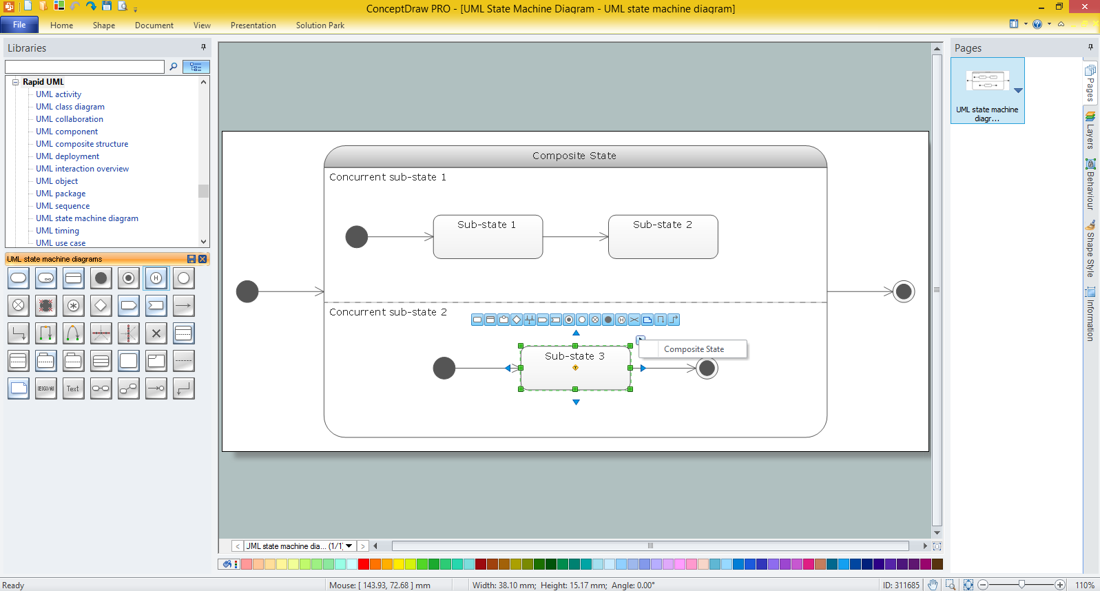 Диаграмма состояний uml visio