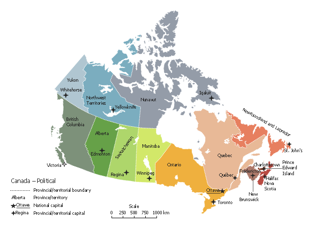 Political map - Canada, Canada, Canada map,
