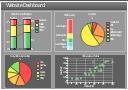 Visual dashboard, scatter plot, pie chart, double divided bar, divided bar,