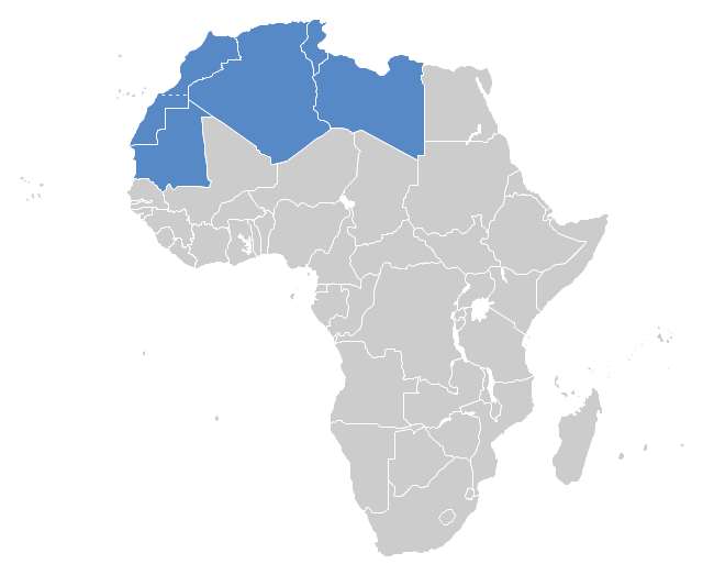 Political map - Maghreb countries, Africa,