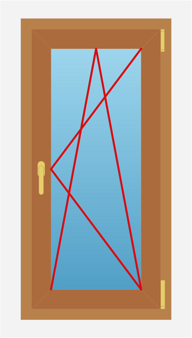 Sketch, window, sash, window, glass filling, window handle, window frame, upper hinge, tilt and turn window, right-side hung sash, lower hinge,