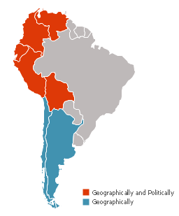 Political map - Andean states, South America, South America map,