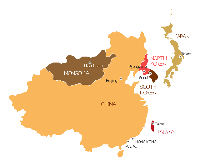 Political map - Eastern Asia, East Asia,