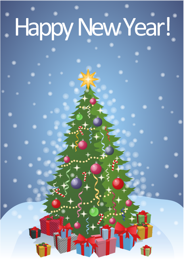 New Year Card - Christmas Tree with Gifts | New Year card ...