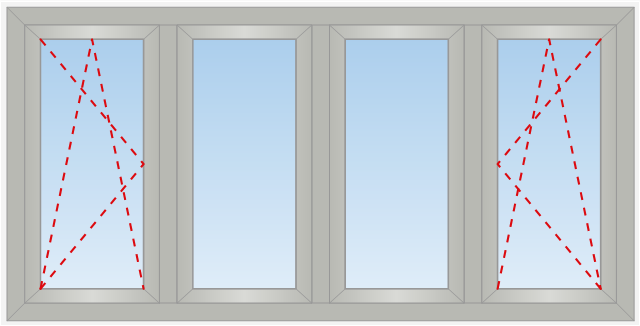 Sketch, window, sash, window, glass filling, window frame, tilt and turn window, right-side hung sash, tilt and turn window, left-side hung sash,