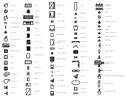 HVAC equipment symbols, zone damper, water tower, ventilator, valve, vacuum pump, vacuum gauge, unit ventilator, unit heater, thermometer, the heater, the filter, surface air cooler, supply air grill, strainer, steam separator, steam, solenoid valve, solenoid air valve, silencer, rotary, screw pump, screw compressor, rotary pump, compressor, fan, return air grill, relief valve, regulator, refrigerant receiver, reciprocating pump, reciprocating compressor, pump, primary filter, mid-effect filter, pressurizer system, pressure/electric switch, pressure-reducing valve, pressure gauge and cock, preheating system, pipeline, pipe network, pipe coil, ozone generator, oxygen-enriched filter, outside air duct, nozzle, moisture eliminator, modulating return air capillary thermostat, membrane clear box, louver opening, humidifier, high efficiency filter, heat engine, flow valve, fan blades, fan and motor with belt guard, exhaust hood, duplex strainer, dryer, dehumidifying system, cooling coil, condenser, water cooled, condenser, condensate tank, cold water pump, chiller, centrifugal pump, centrifugal compressor, centrifugal fan, booster fan, boiler, axial fan, automatic 3-way valve, automatic 2-way valve, airline valve, air volume control valve, air filter, air compressor, access door,