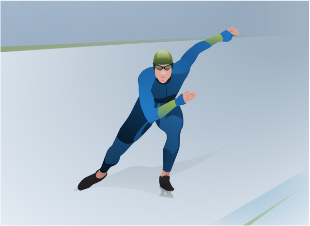 Vector clip art, speed skating, speed skater,