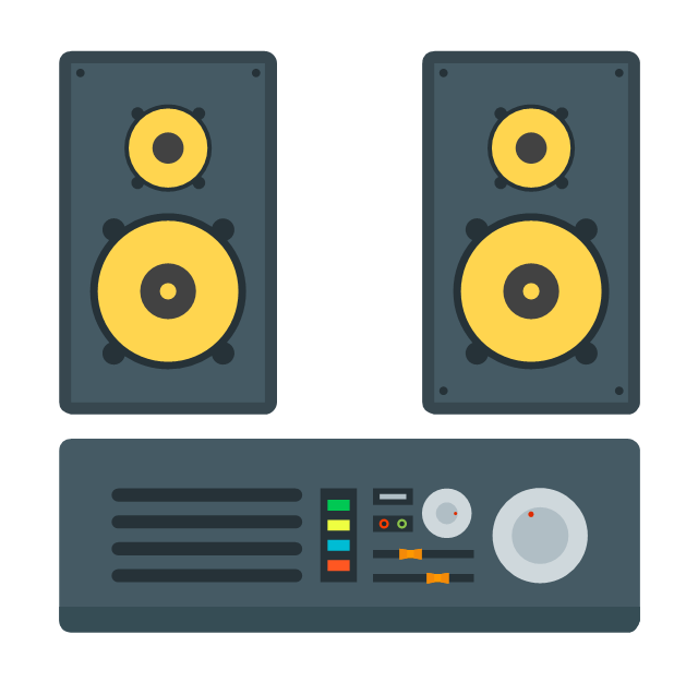 Stereo music system, stereo music system, drawing shapes,