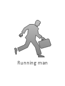 Running man, subdued, running man,
