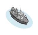 Satellite dishes on ship , ship,
