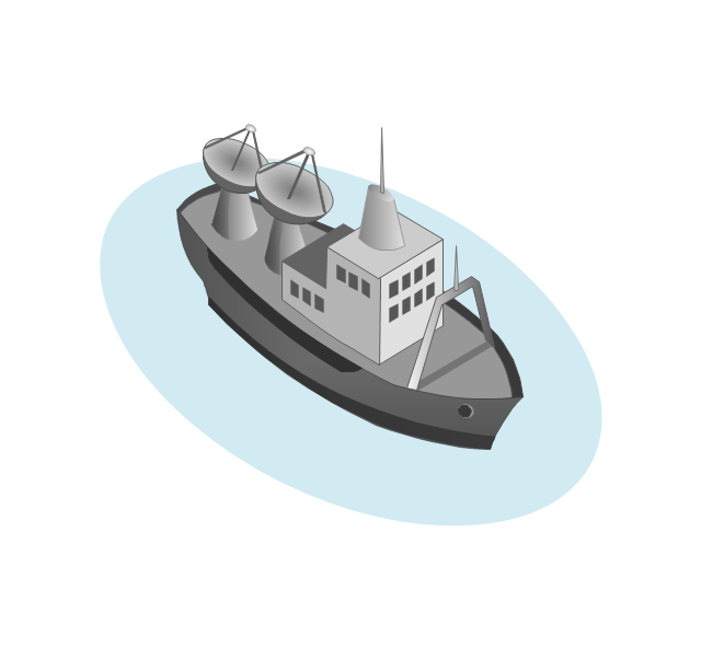 Satellite dishes on ship , ship,
