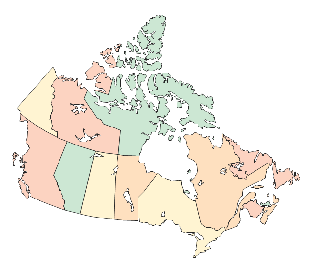 Canada (color), Canada, Canada map,